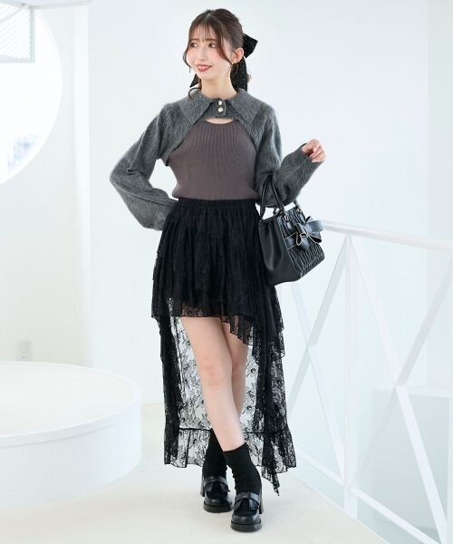 MAJESTIC LEGON / マジェスティックレゴン ミニ・ひざ丈スカート | アシメレースミニスカパン | 詳細7