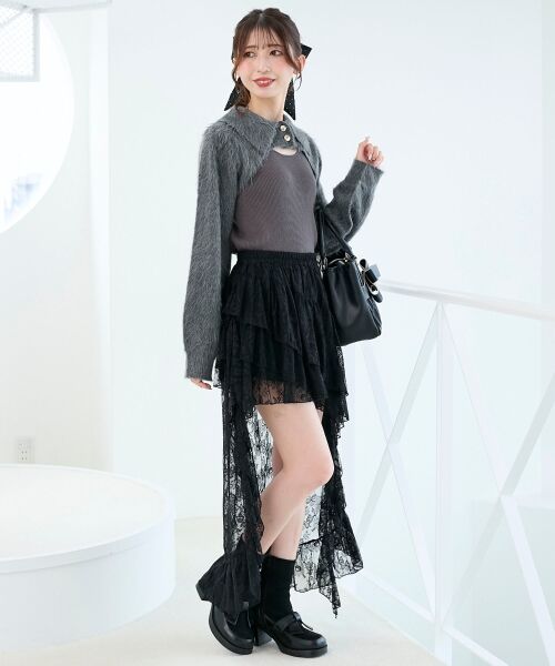 MAJESTIC LEGON / マジェスティックレゴン ミニ・ひざ丈スカート | アシメレースミニスカパン | 詳細8