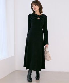 MAJESTIC LEGON / マジェスティックレゴン ミニ丈・ひざ丈ワンピース | リボンボレロドッキングニットワンピ