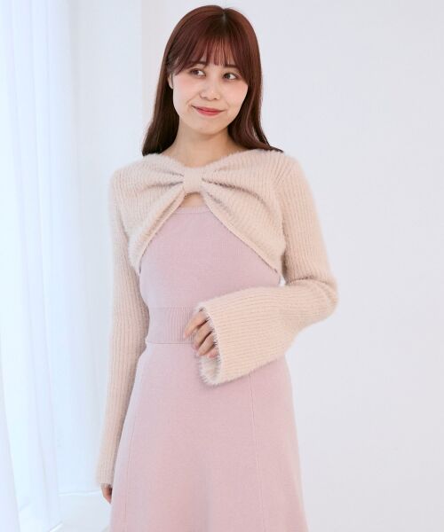 MAJESTIC LEGON / マジェスティックレゴン ミニ丈・ひざ丈ワンピース | リボンボレロドッキングニットワンピ | 詳細14