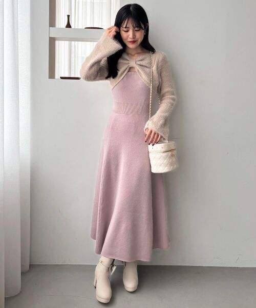 MAJESTIC LEGON / マジェスティックレゴン ミニ丈・ひざ丈ワンピース | リボンボレロドッキングニットワンピ | 詳細18