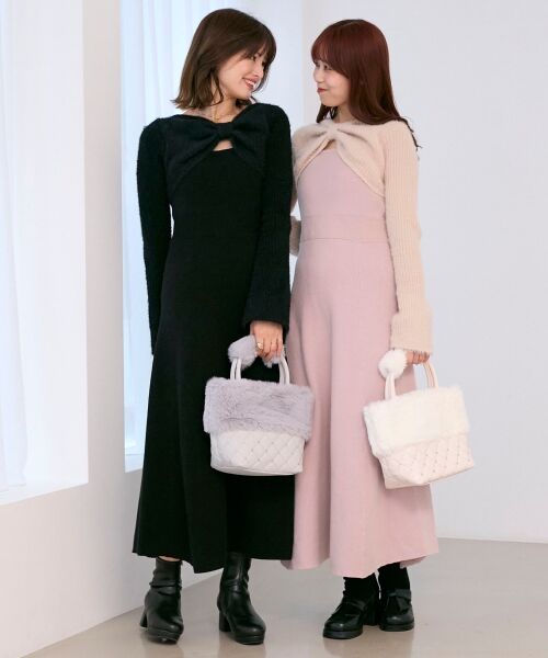 MAJESTIC LEGON / マジェスティックレゴン ミニ丈・ひざ丈ワンピース | リボンボレロドッキングニットワンピ | 詳細2