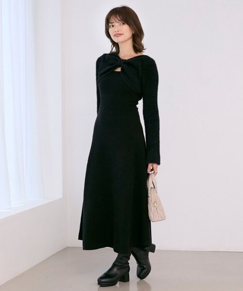 MAJESTIC LEGON / マジェスティックレゴン ミニ丈・ひざ丈ワンピース | リボンボレロドッキングニットワンピ | 詳細20