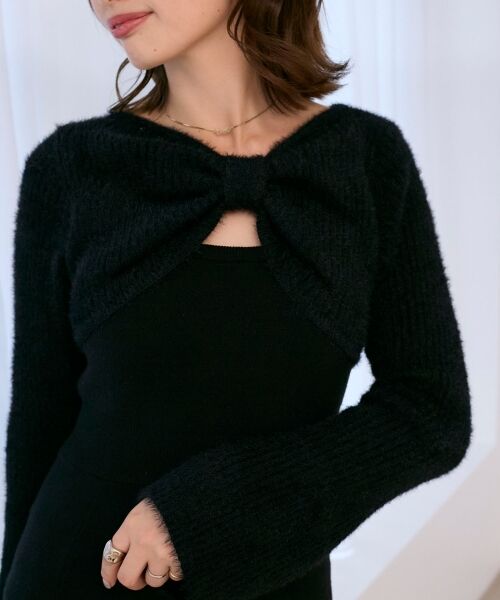 MAJESTIC LEGON / マジェスティックレゴン ミニ丈・ひざ丈ワンピース | リボンボレロドッキングニットワンピ | 詳細26