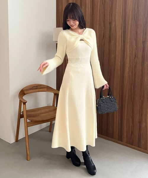 MAJESTIC LEGON / マジェスティックレゴン ミニ丈・ひざ丈ワンピース | リボンボレロドッキングニットワンピ | 詳細5