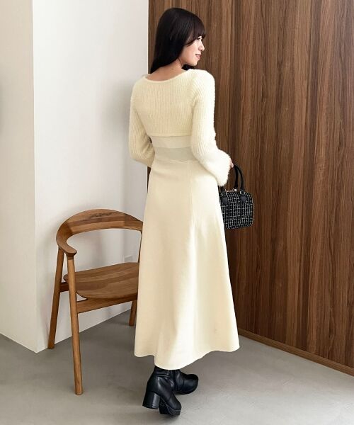 MAJESTIC LEGON / マジェスティックレゴン ミニ丈・ひざ丈ワンピース | リボンボレロドッキングニットワンピ | 詳細6