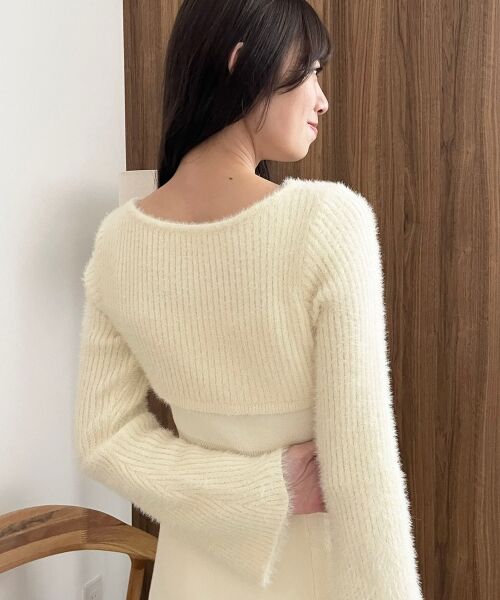 MAJESTIC LEGON / マジェスティックレゴン ミニ丈・ひざ丈ワンピース | リボンボレロドッキングニットワンピ | 詳細9