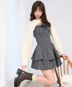 MAJESTIC LEGON / マジェスティックレゴン ミニ丈・ひざ丈ワンピース | ケーブルフードボレロセットミニワンピ