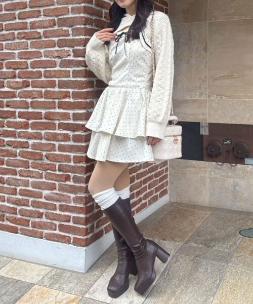 MAJESTIC LEGON / マジェスティックレゴン ミニ丈・ひざ丈ワンピース | ケーブルフードボレロセットミニワンピ | 詳細1