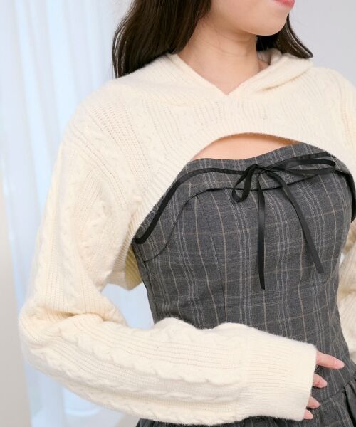 MAJESTIC LEGON / マジェスティックレゴン ミニ丈・ひざ丈ワンピース | ケーブルフードボレロセットミニワンピ | 詳細20