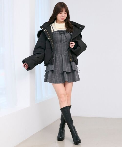 MAJESTIC LEGON / マジェスティックレゴン ミニ丈・ひざ丈ワンピース | ケーブルフードボレロセットミニワンピ | 詳細22