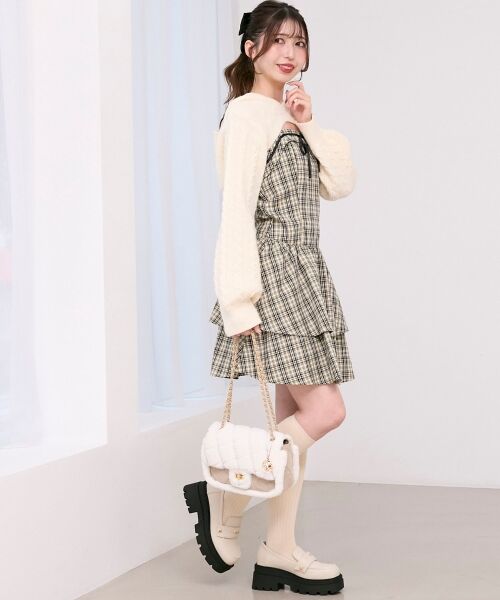 MAJESTIC LEGON / マジェスティックレゴン ミニ丈・ひざ丈ワンピース | ケーブルフードボレロセットミニワンピ | 詳細6