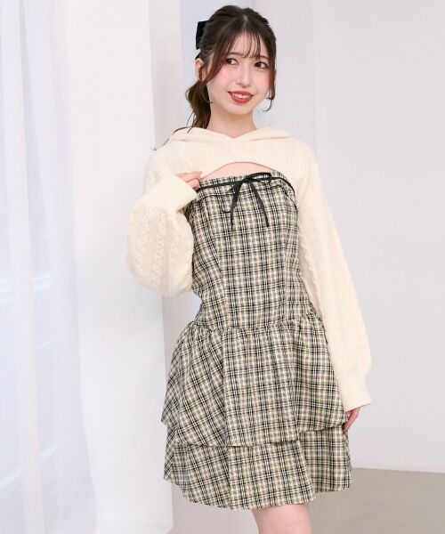 MAJESTIC LEGON / マジェスティックレゴン ミニ丈・ひざ丈ワンピース | ケーブルフードボレロセットミニワンピ | 詳細9