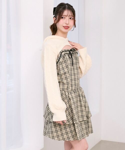 MAJESTIC LEGON / マジェスティックレゴン ミニ丈・ひざ丈ワンピース | ケーブルフードボレロセットミニワンピ | 詳細10