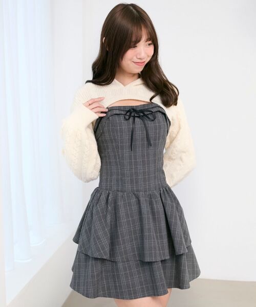 MAJESTIC LEGON / マジェスティックレゴン ミニ丈・ひざ丈ワンピース | ケーブルフードボレロセットミニワンピ | 詳細17