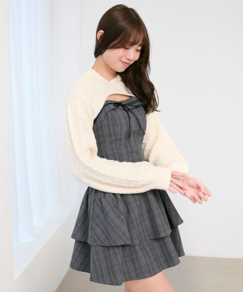 MAJESTIC LEGON / マジェスティックレゴン ミニ丈・ひざ丈ワンピース | ケーブルフードボレロセットミニワンピ | 詳細18