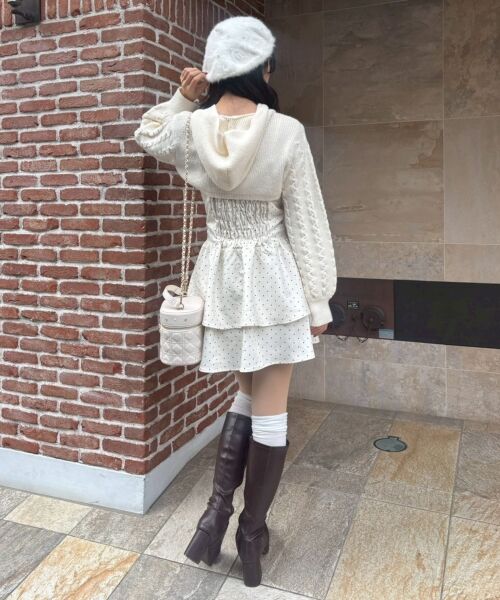 MAJESTIC LEGON / マジェスティックレゴン ミニ丈・ひざ丈ワンピース | ケーブルフードボレロセットミニワンピ | 詳細2