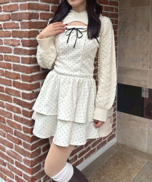 MAJESTIC LEGON / マジェスティックレゴン ミニ丈・ひざ丈ワンピース | ケーブルフードボレロセットミニワンピ | 詳細3