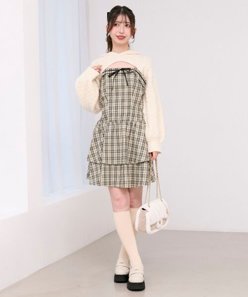 MAJESTIC LEGON / マジェスティックレゴン ミニ丈・ひざ丈ワンピース | ケーブルフードボレロセットミニワンピ | 詳細5