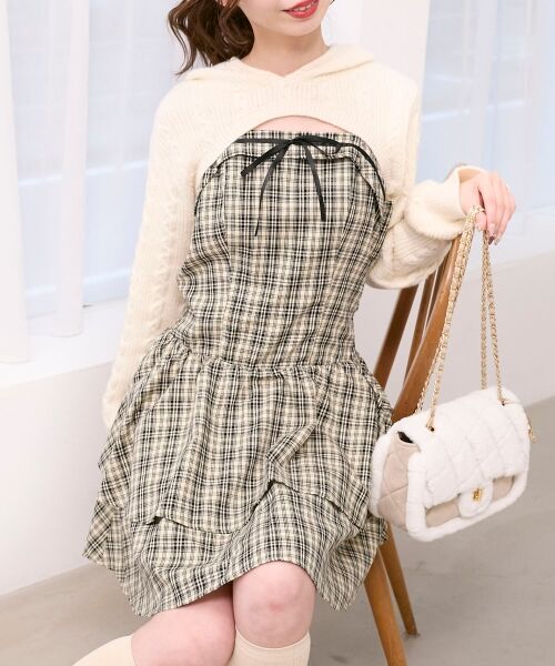 MAJESTIC LEGON / マジェスティックレゴン ミニ丈・ひざ丈ワンピース | ケーブルフードボレロセットミニワンピ | 詳細8