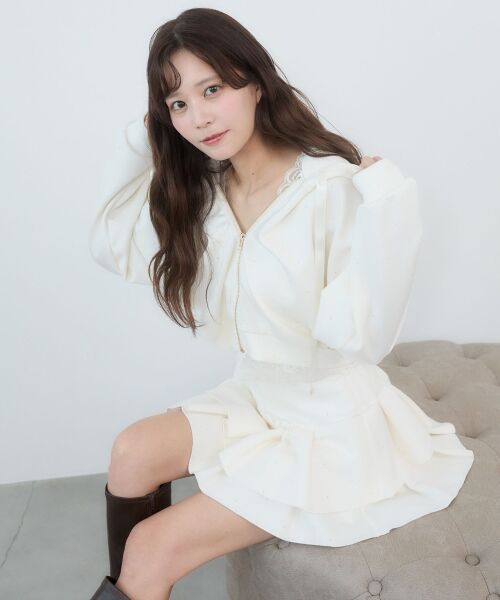 MAJESTIC LEGON / マジェスティックレゴン パーカー | ドロストリボンラインストーンパーカー | 詳細4