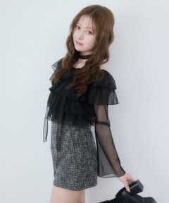 MAJESTIC LEGON / マジェスティックレゴン カットソー | チョーカーセットチュールフリルトップス