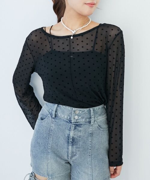 MAJESTIC LEGON / マジェスティックレゴン カットソー | ドットチュールシアートップス | 詳細11
