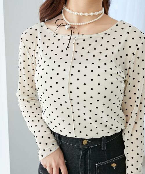 MAJESTIC LEGON / マジェスティックレゴン カットソー | ドットチュールシアートップス | 詳細7