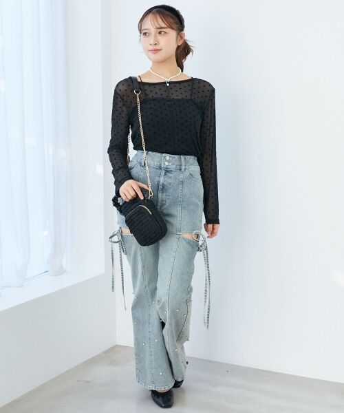 MAJESTIC LEGON / マジェスティックレゴン カットソー | ドットチュールシアートップス | 詳細8