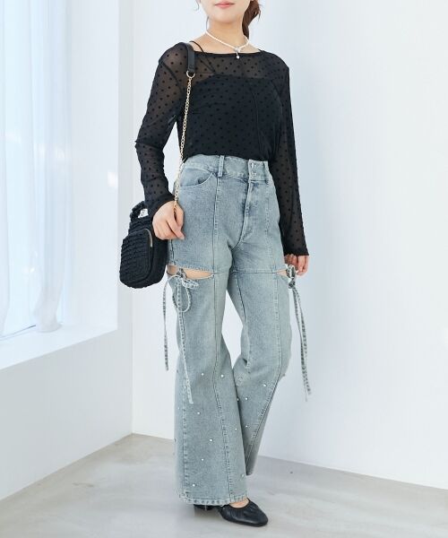 MAJESTIC LEGON / マジェスティックレゴン カットソー | ドットチュールシアートップス | 詳細9