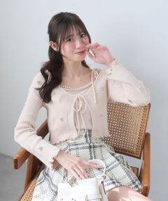 MAJESTIC LEGON / マジェスティックレゴン カーディガン・ボレロ | キャミセットフラワーパールカーディガン