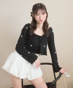 MAJESTIC LEGON / マジェスティックレゴン カーディガン・ボレロ | キャミセットフラワーパールカーディガン