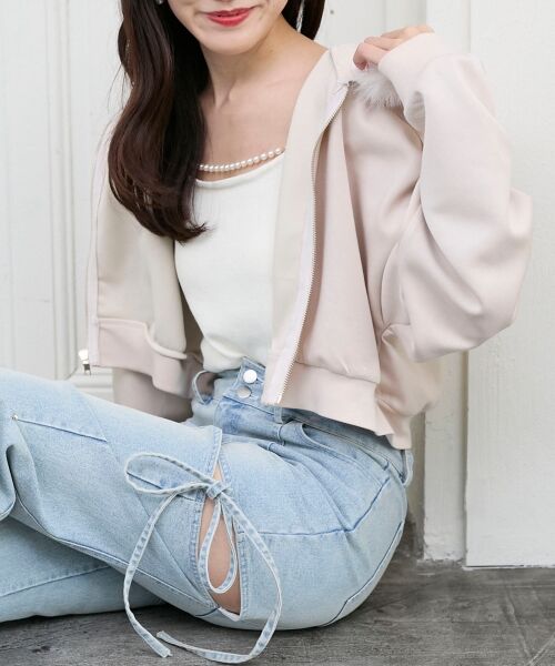 MAJESTIC LEGON / マジェスティックレゴン カーディガン・ボレロ | キャミセットフラワーパールカーディガン | 詳細10