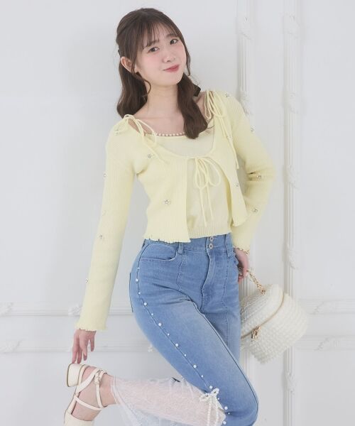 MAJESTIC LEGON / マジェスティックレゴン カーディガン・ボレロ | キャミセットフラワーパールカーディガン | 詳細17