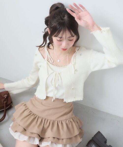 MAJESTIC LEGON / マジェスティックレゴン カーディガン・ボレロ | キャミセットフラワーパールカーディガン | 詳細2