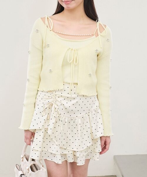 MAJESTIC LEGON / マジェスティックレゴン カーディガン・ボレロ | キャミセットフラワーパールカーディガン | 詳細21