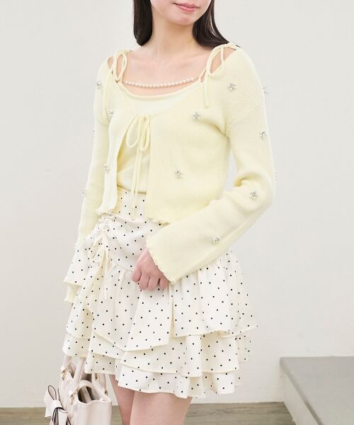 MAJESTIC LEGON / マジェスティックレゴン カーディガン・ボレロ | キャミセットフラワーパールカーディガン | 詳細22