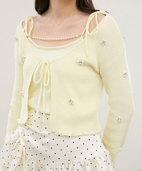 MAJESTIC LEGON / マジェスティックレゴン カーディガン・ボレロ | キャミセットフラワーパールカーディガン | 詳細24