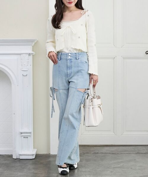 MAJESTIC LEGON / マジェスティックレゴン カーディガン・ボレロ | キャミセットフラワーパールカーディガン | 詳細4