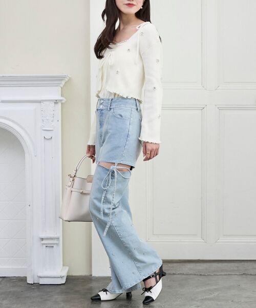 MAJESTIC LEGON / マジェスティックレゴン カーディガン・ボレロ | キャミセットフラワーパールカーディガン | 詳細5