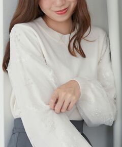 MAJESTIC LEGON / マジェスティックレゴン ニット・セーター | パールチュールスリーブニット