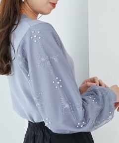 MAJESTIC LEGON / マジェスティックレゴン ニット・セーター | パールチュールスリーブニット