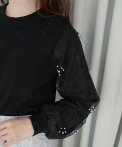 MAJESTIC LEGON / マジェスティックレゴン ニット・セーター | パールチュールスリーブニット