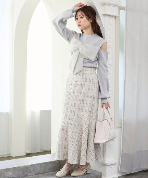 MAJESTIC LEGON / マジェスティックレゴン ニット・セーター | ビッグリボンチェーン付きニット（Ｌ／グレー）