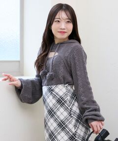 MAJESTIC LEGON / マジェスティックレゴン ニット・セーター | ポンポン付きフードケーブルニット