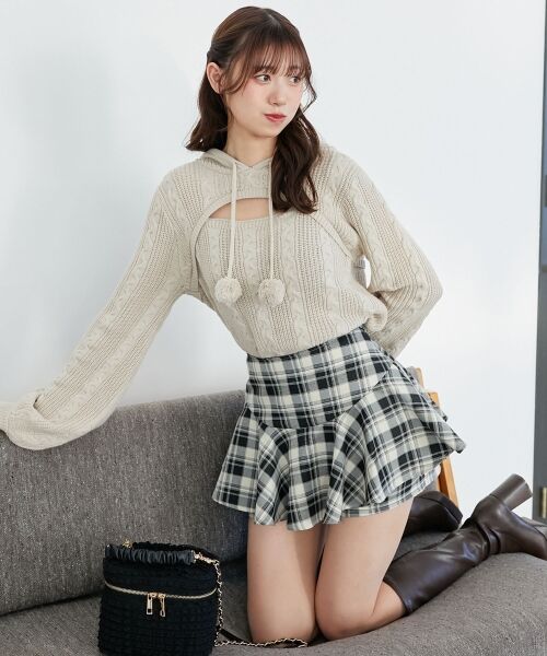 MAJESTIC LEGON / マジェスティックレゴン ニット・セーター | ポンポン付きフードケーブルニット | 詳細2