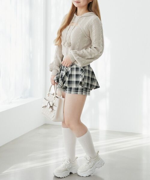 MAJESTIC LEGON / マジェスティックレゴン ニット・セーター | ポンポン付きフードケーブルニット | 詳細5