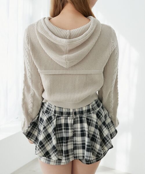 MAJESTIC LEGON / マジェスティックレゴン ニット・セーター | ポンポン付きフードケーブルニット | 詳細9