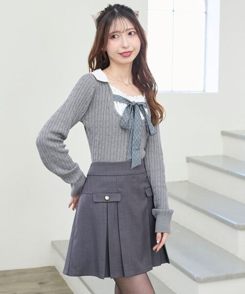 MAJESTIC LEGON / マジェスティックレゴン ニット・セーター | チェックリボンレイヤードライクニット | 詳細13