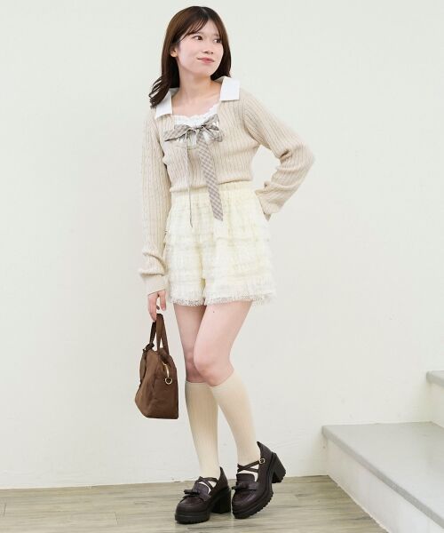 MAJESTIC LEGON / マジェスティックレゴン ニット・セーター | チェックリボンレイヤードライクニット | 詳細19